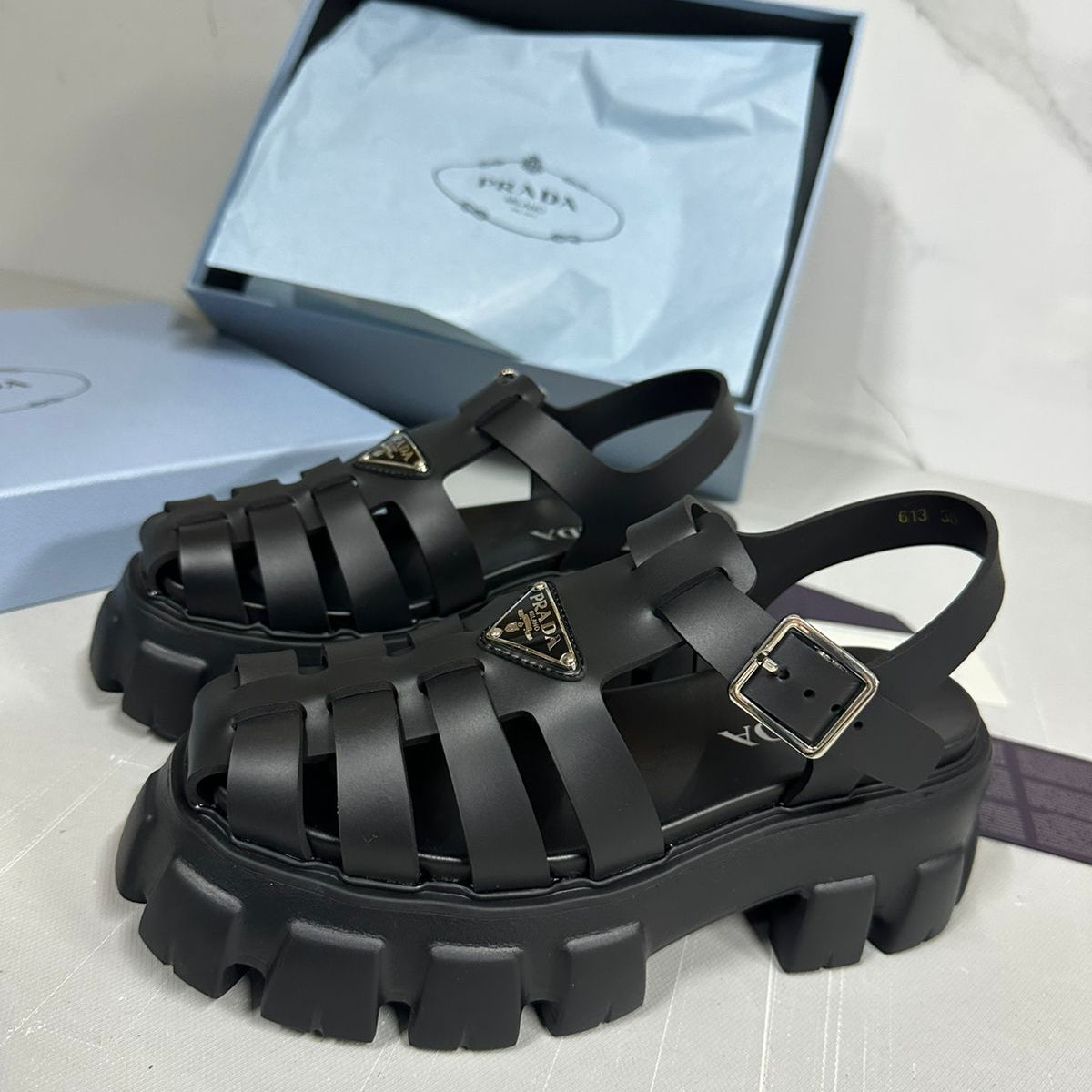 Prada Monolith Rubber Sandals