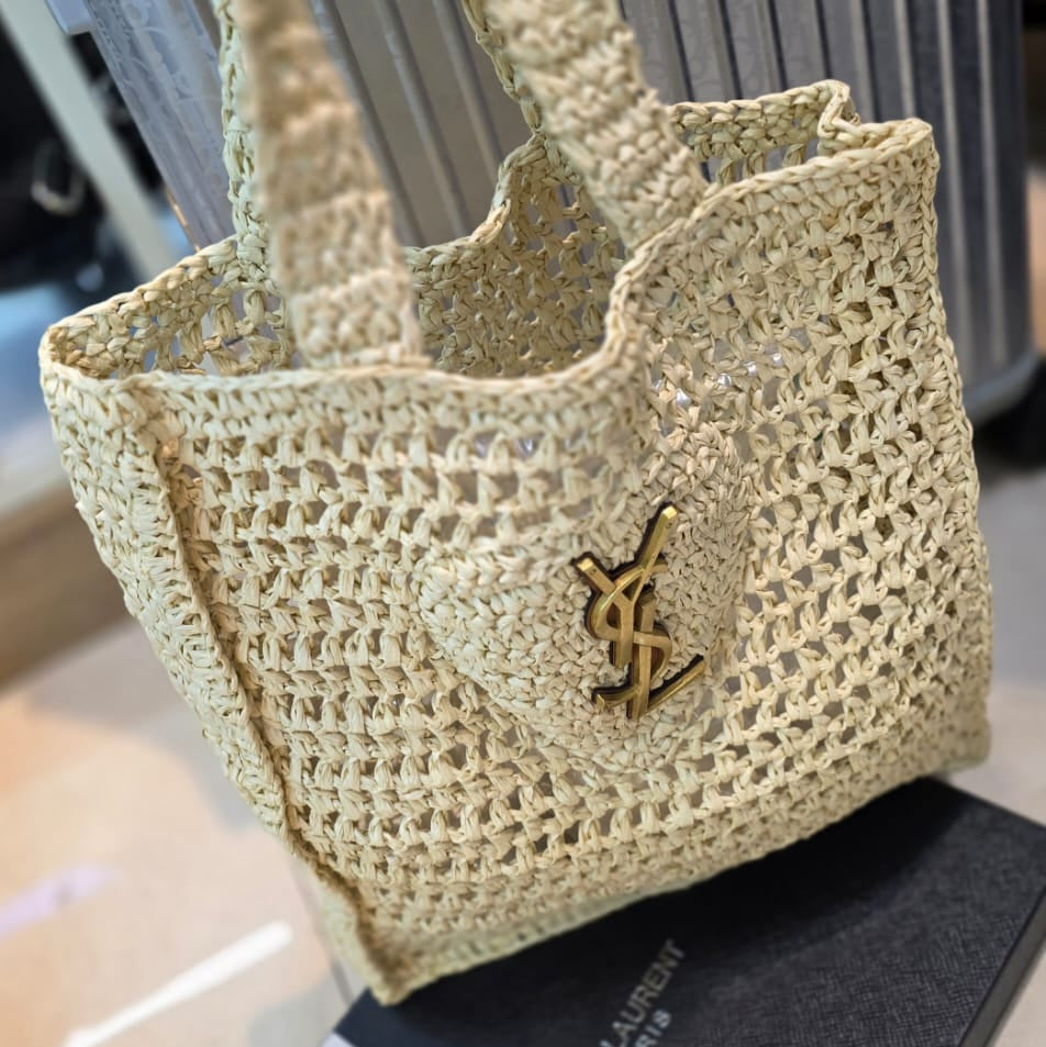Saint Laurent Panier Raffia Tote
