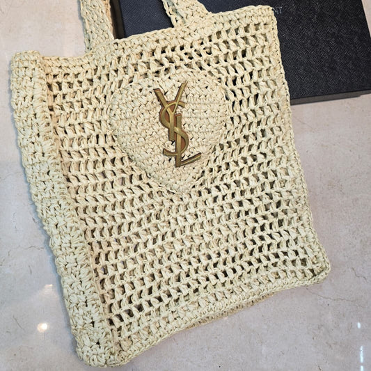 Saint Laurent Panier Raffia Tote